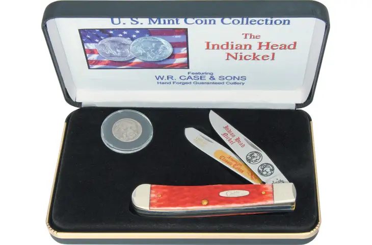Case Knife w/ US Mint Coin Collection Indian Head Nickel